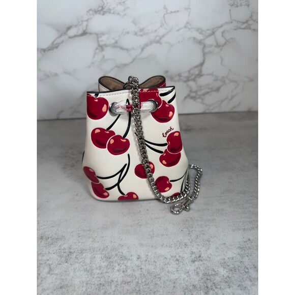 Coach CZ030 Drawstring Wristlet With Cherry Print - Picture 1 of 6